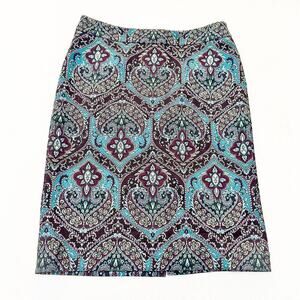 Talbots Paisley Printed Cotton Pencil Straight Patterned Skirt Size 8